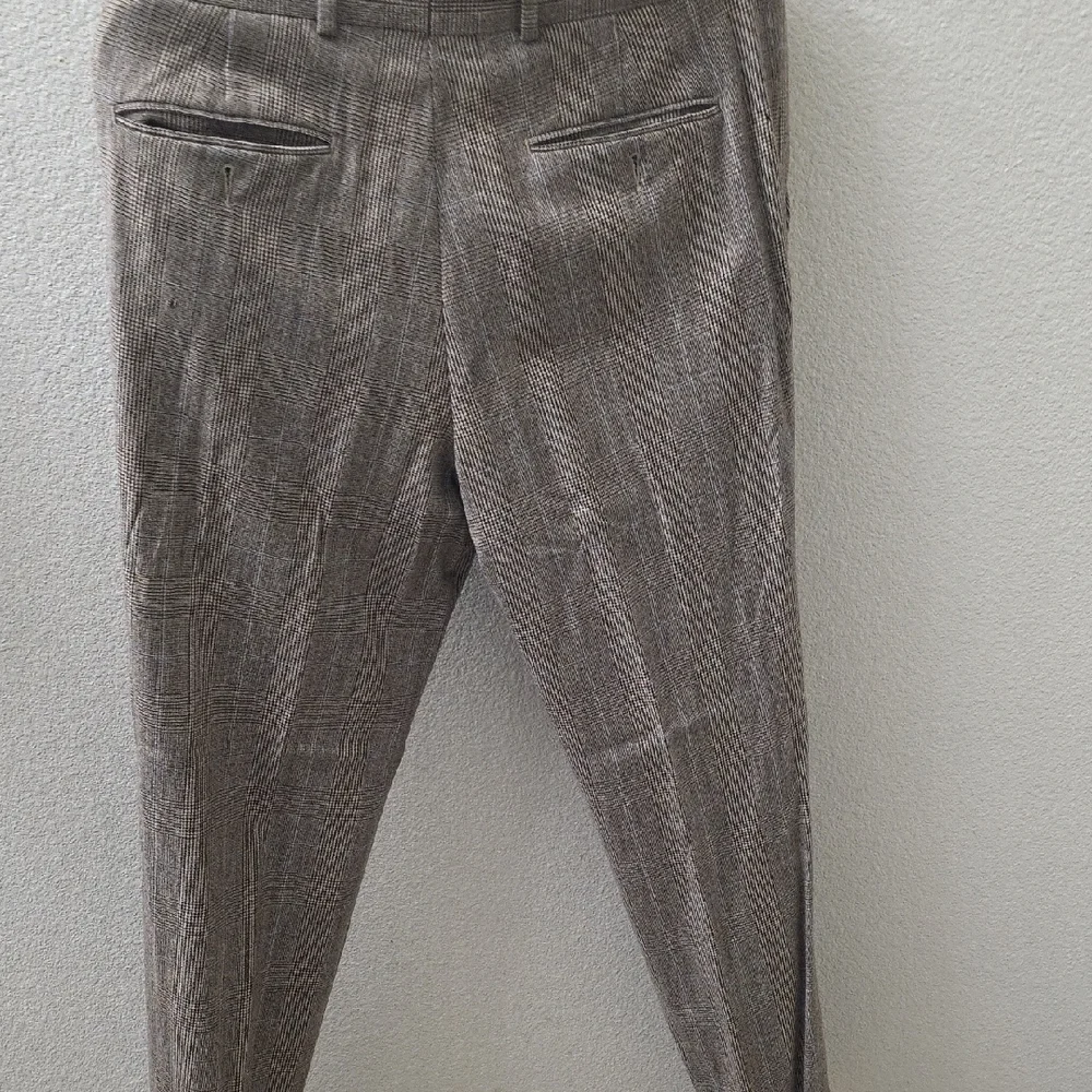 Stafford Signature 100% Wool Brown & Blue Plaid Suit 40R jacket 34×32 Pants - Picture 8 of 12